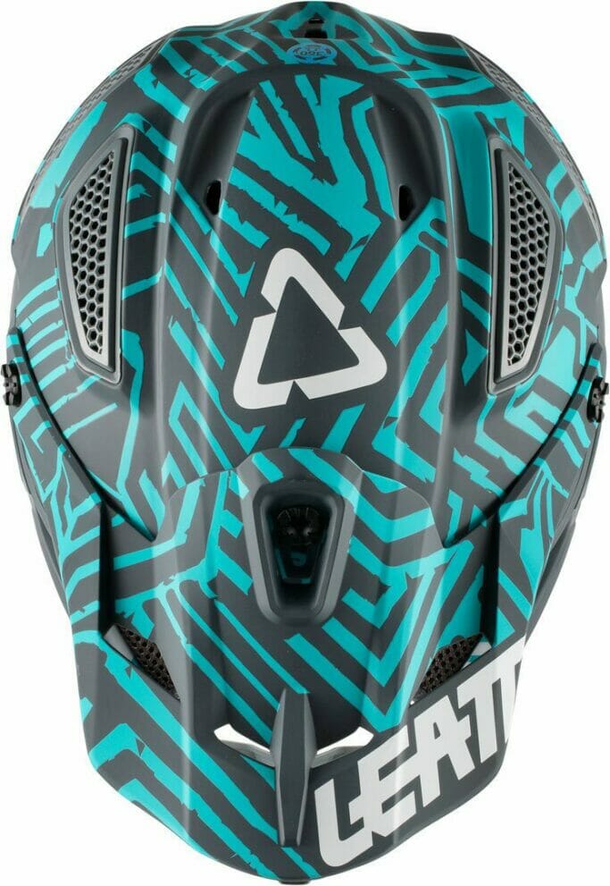 Leatt Helmet GPX 5.5 Composite V11 Grey Teal view from the top