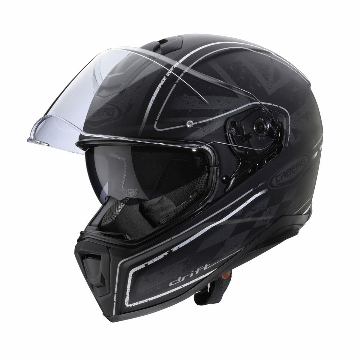 Caberg Drift Armour Black Silver with visor up