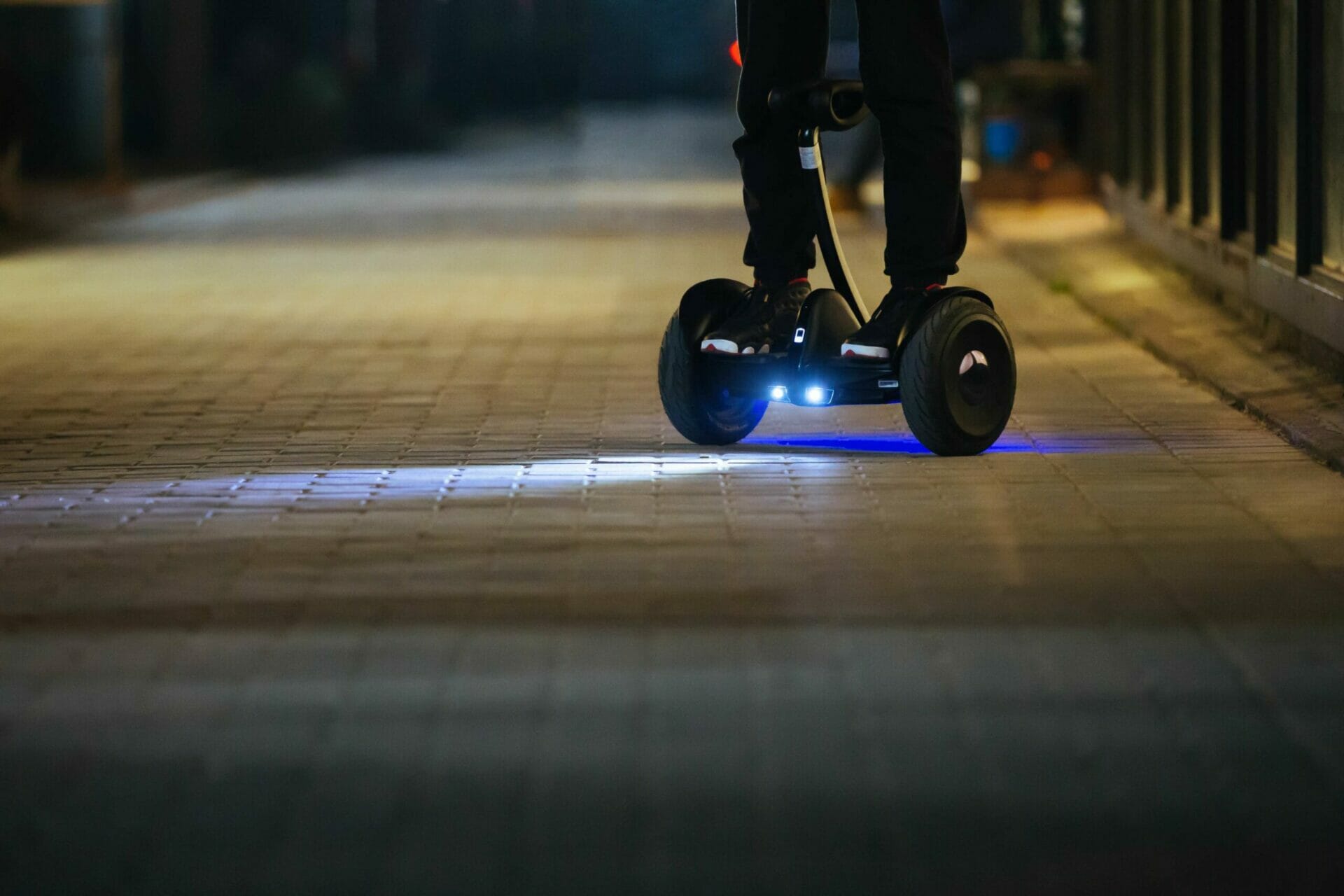 Ninebot S by Segway lights at night