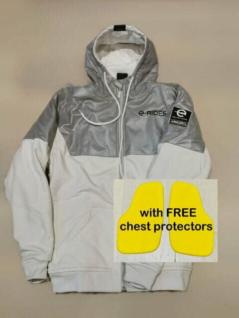 Lazyrolling Armored Reflective Jacket with Chest Protector - e-RIDES EXCLUSIVE - Arctic White