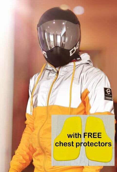 Lazyrolling Armored Reflective Jacket with Chest Protector - e-RIDES EXCLUSIVE - Yellow