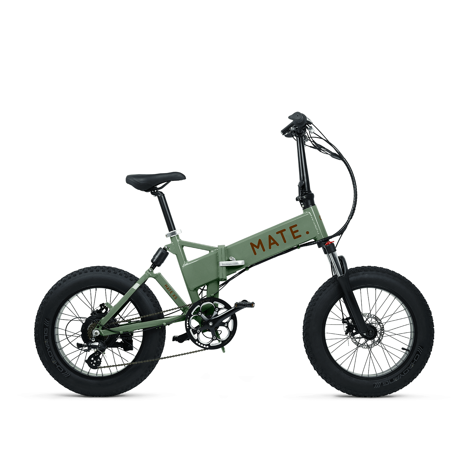 Mate X 750W foldable electric bikes Dusty Army