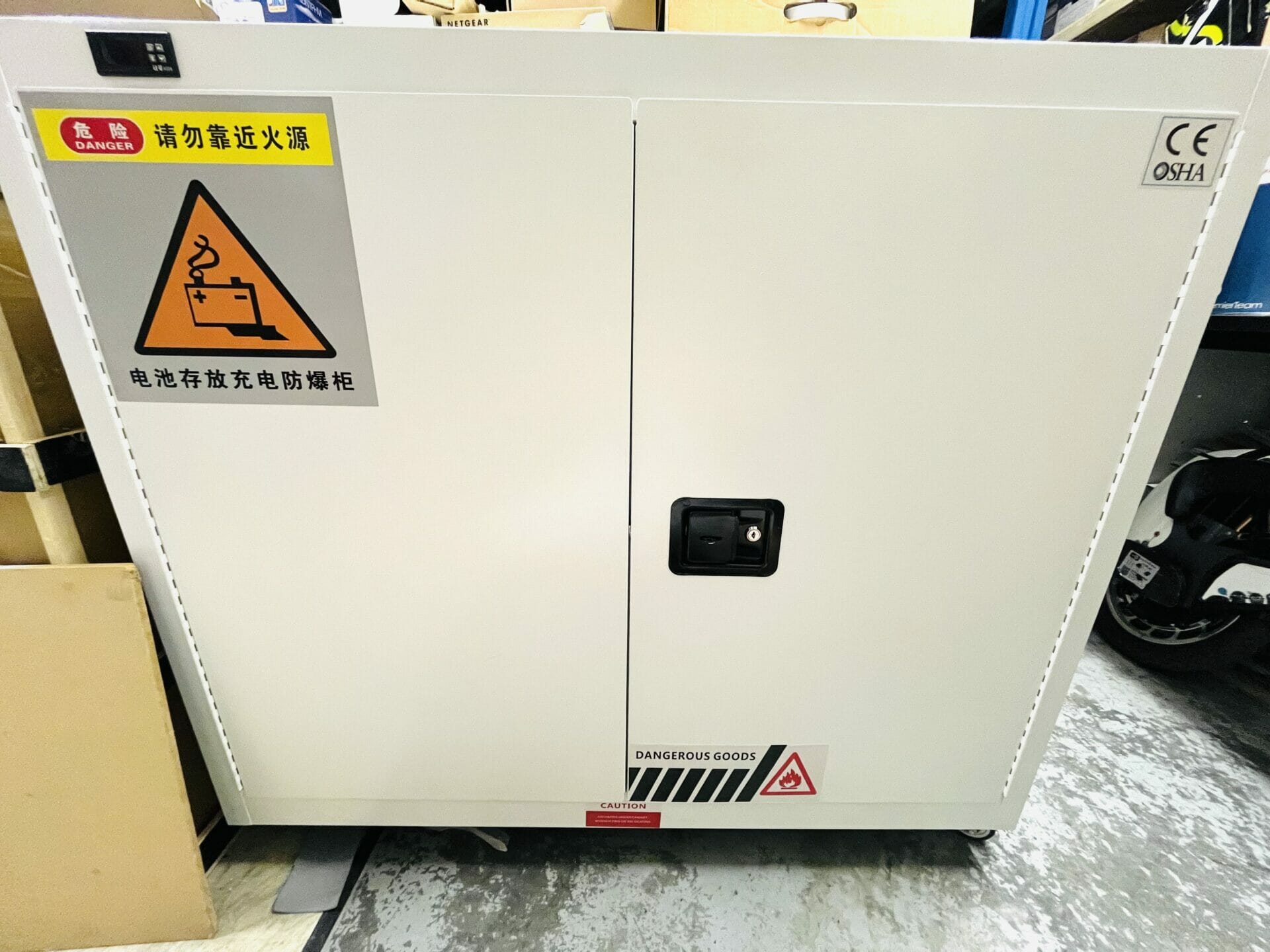 e-RIDES Fire Resistant charging cabinet front view