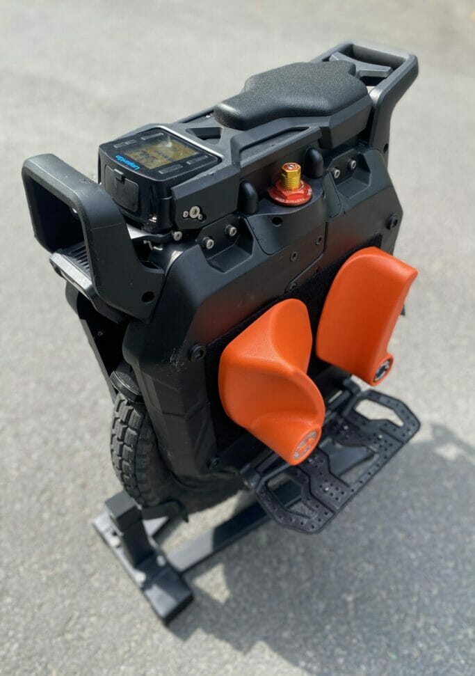 Agro Pads V2 orange on Veteran sherman S electric unicycle from e-RIDES.COM